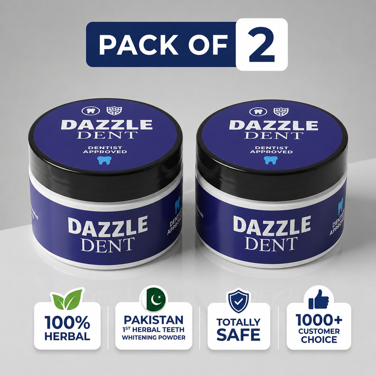 Dazzle Dent Teeth Whitening Powder- Pack Of 2 (20% Extra Off)